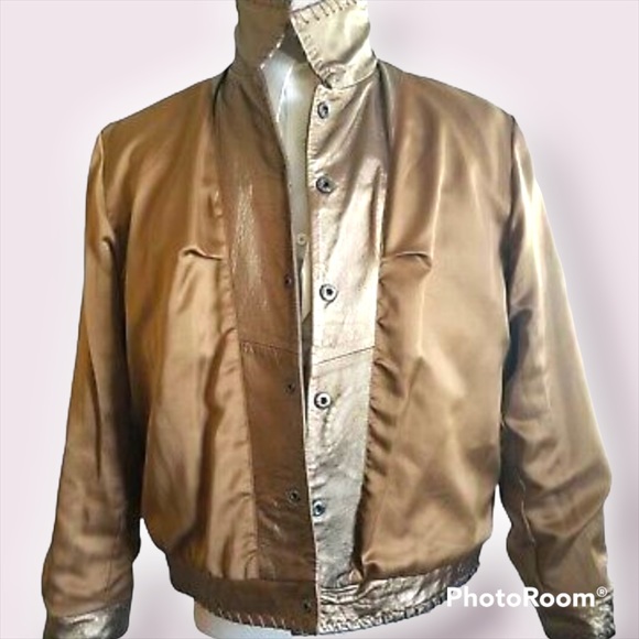 CHICO’S gold leather jacket XS/SM - Picture 5 of 7